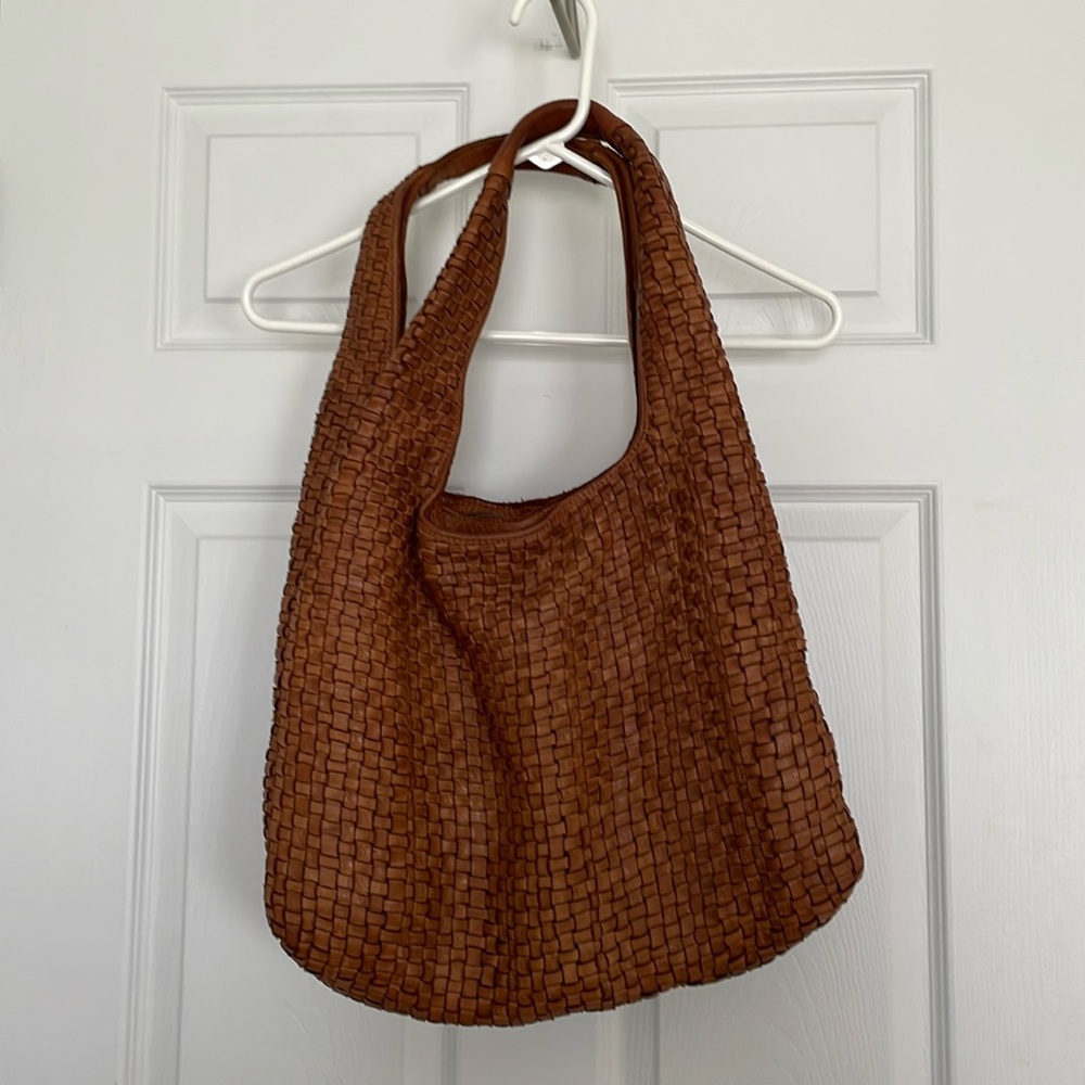 Vegan Leather Boho Woven Purse - Brown